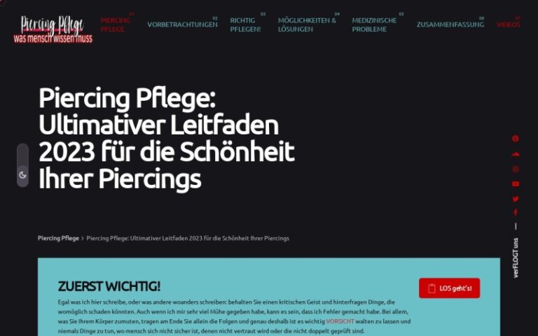 Piercing Pflege - Ultimativer Leitfaden