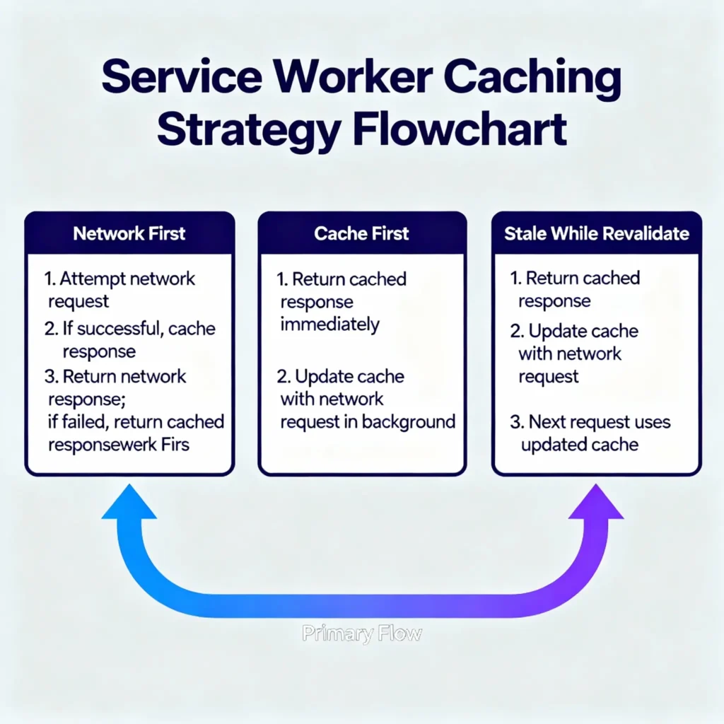 PWA ohne Plugin: PWABuilder, Vite Plugin und open-wc im Vergleich 3 Service Worker caching stragies